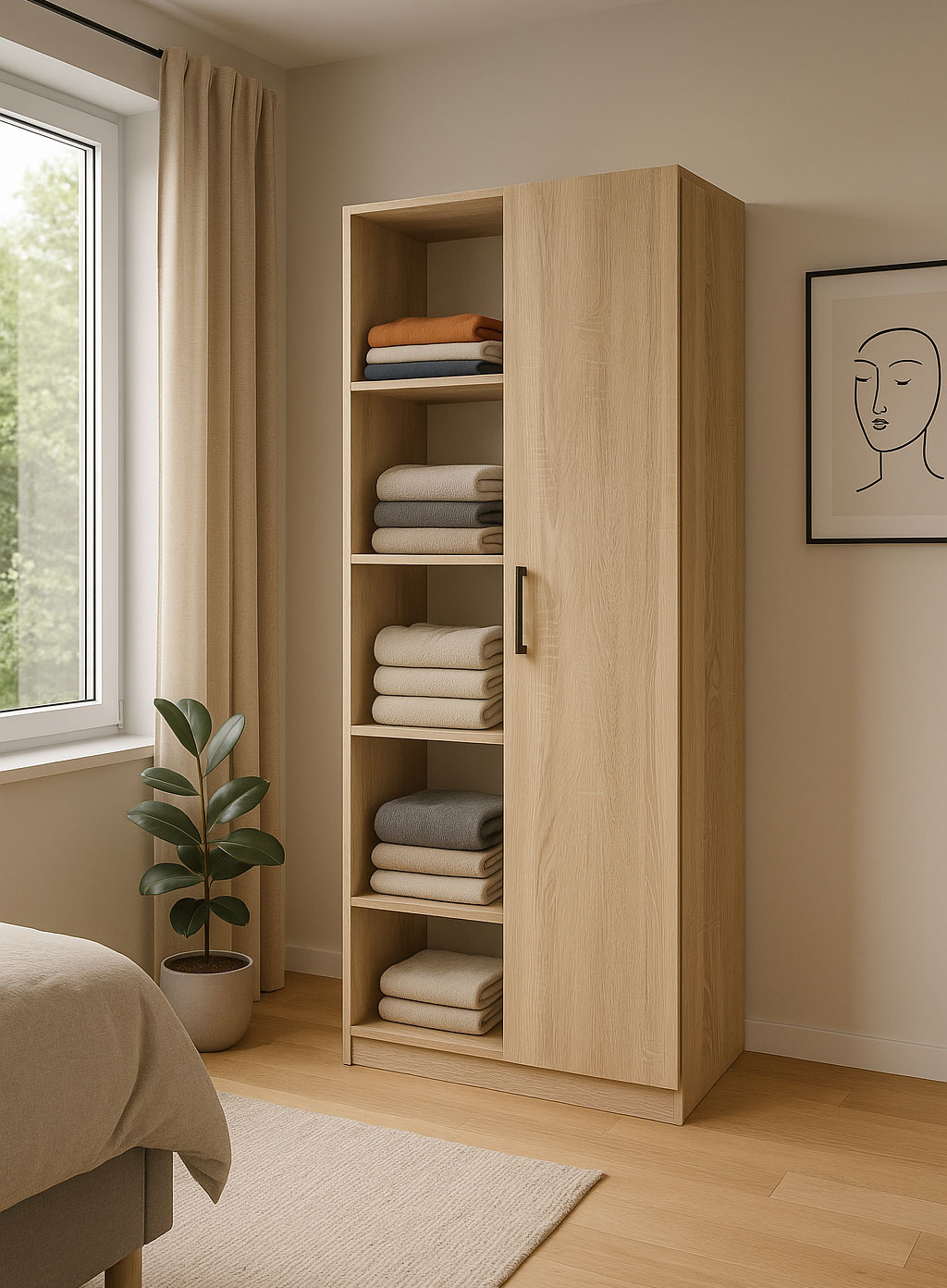 Aranżacja wnętrza z regałem na ubrania Nodino