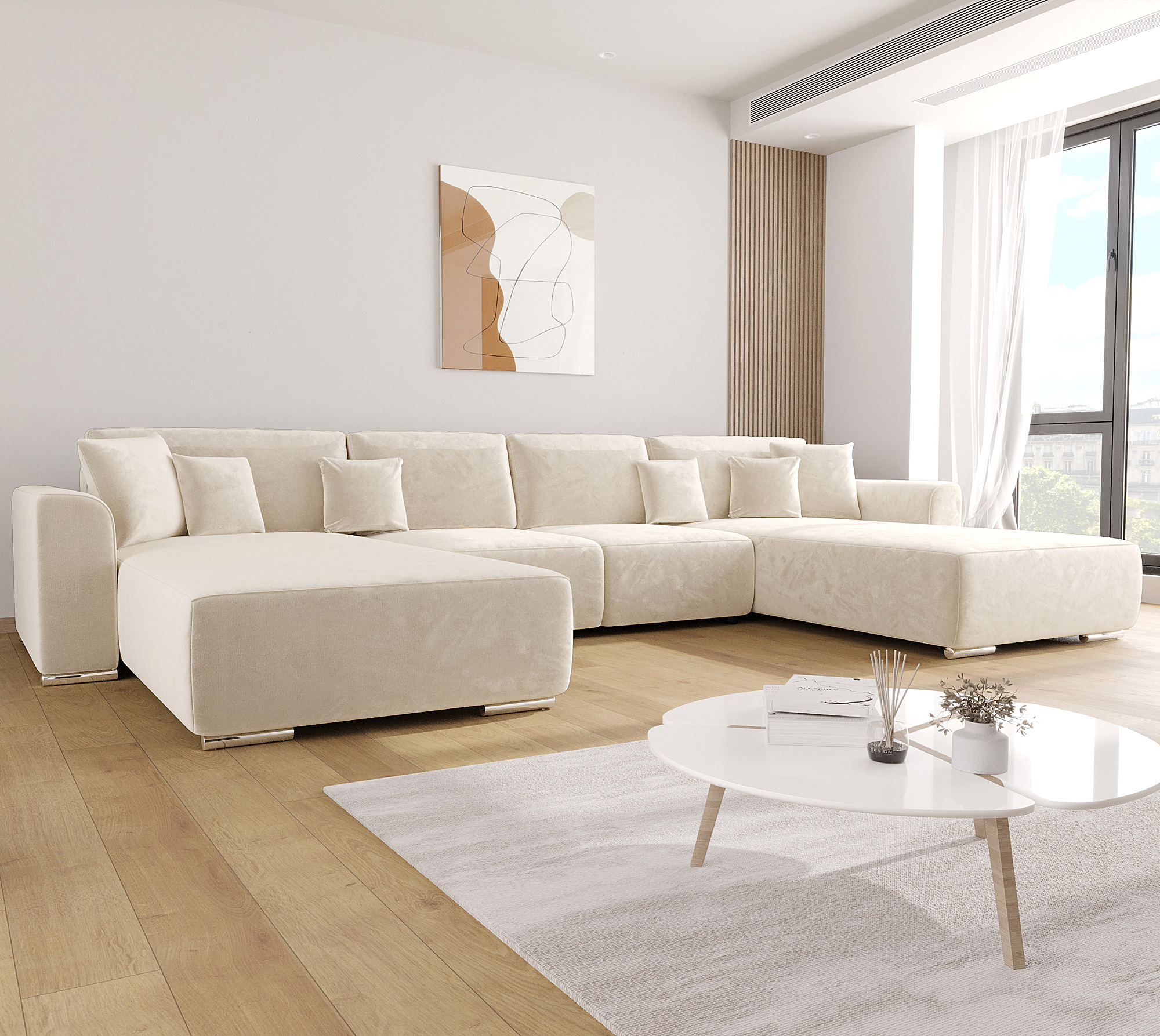 Aranżacja wnętrza z kremową sofą Cassero