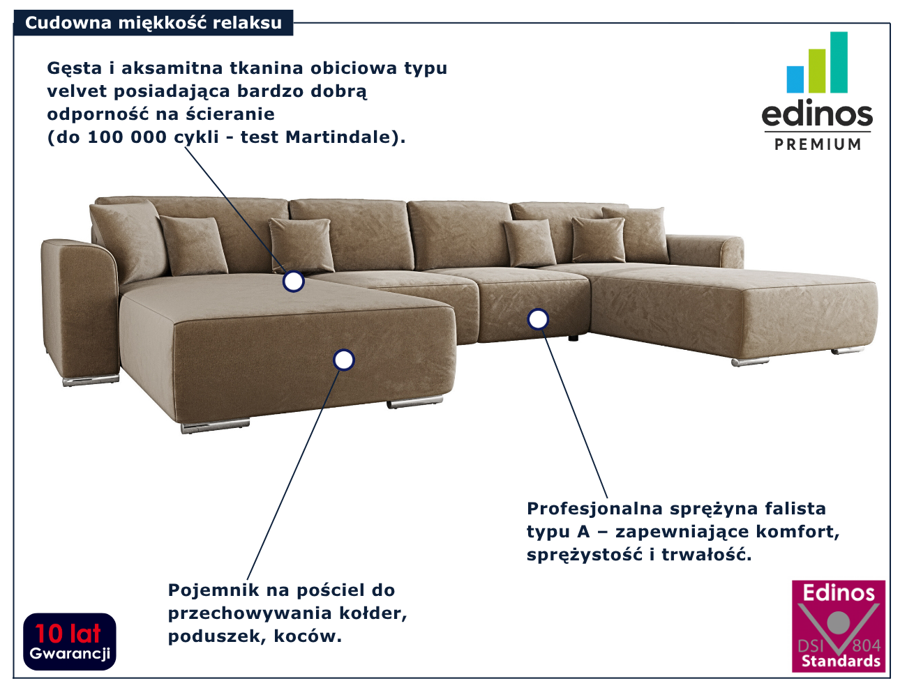 Brązowy rozkładany narożnik Cassero