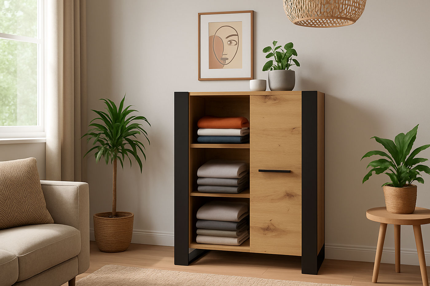 Aranżacja wnętrza z regałem na ubrania Everol 11X