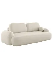 Kremowa sofa do poczekalni tapicerowana tkaniną boucle - Lissendo w sklepie Edinos.pl
