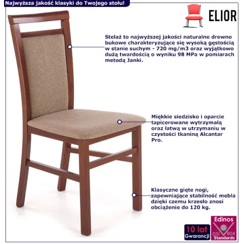 Fotografia Klasyczne krzesło tapicerowane ciemny orzech + jasny brąz - Kensa 5X z kategorii Kuchnia i jadalnia