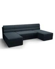 Granatowy narożnik z pojemnikiem na pościel - Torvesso w sklepie Edinos.pl