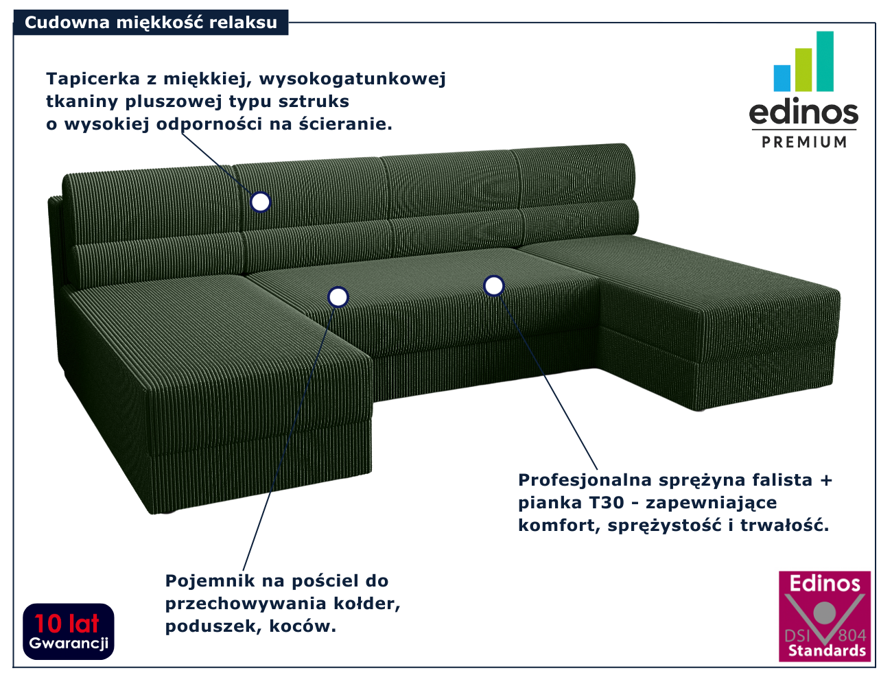 Zielony nowoczesna sofa rozkładana Lissendo