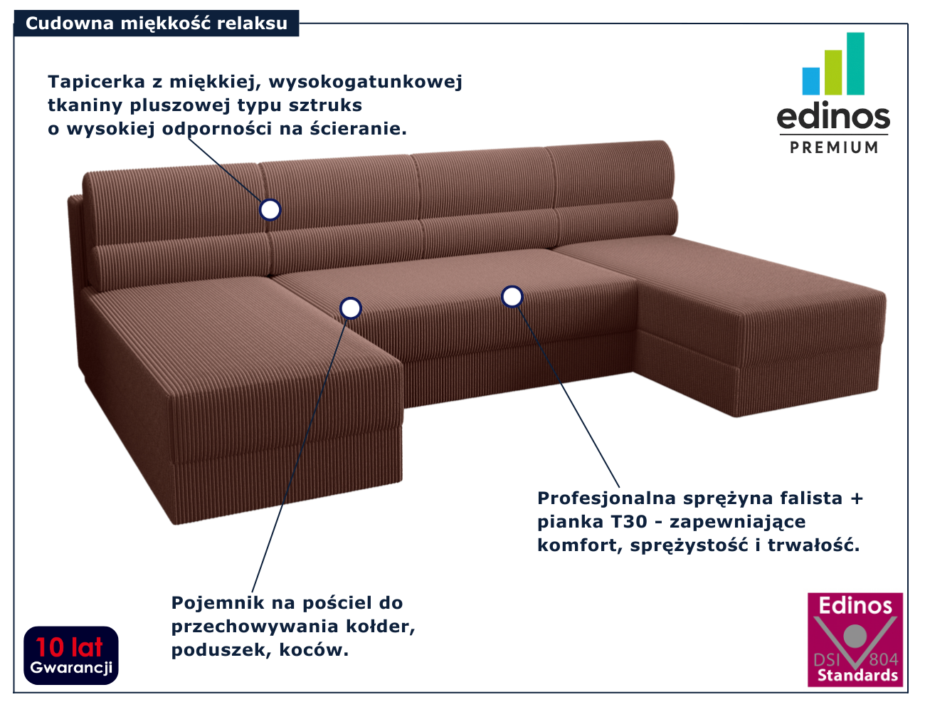 Różowa nowoczesna sofa rozkładana Torvesso