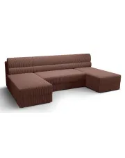 Różowy narożnik sztruksowy z funkcją spania - Torvesso w sklepie Edinos.pl