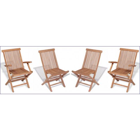 Szczegółowe zdjęcie nr 11 produktu Tekowe krzesła ogrodowe Soriano - 4 szt