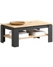 Ława prostokątna z półką grafit + dąb evok - Assoni 6X w sklepie Edinos.pl