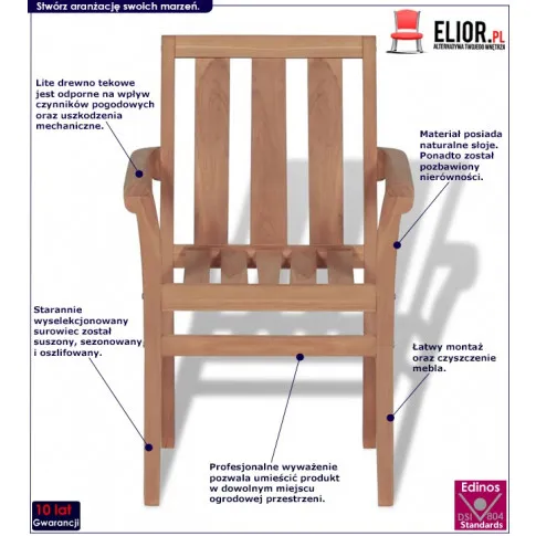 Zestaw drewnianych krzeseł ogrodowych Jayden infografika