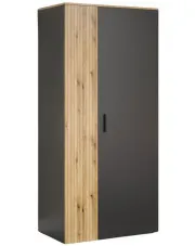 Duża szafa z drążkiem na ubrania grafit + dąb evok - Assoni 8X w sklepie Edinos.pl