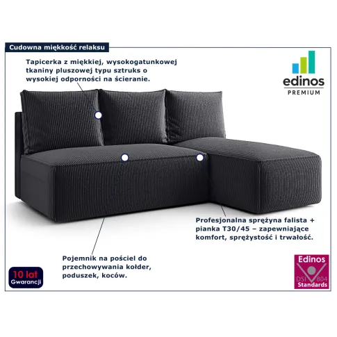 Grafitowa sofa narożna Merello 4X