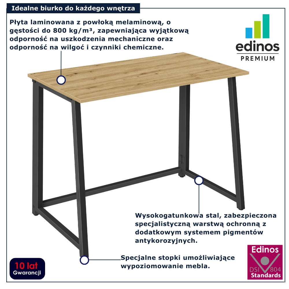 Biurko składane pod laptopa Odix dab artisan + czarny