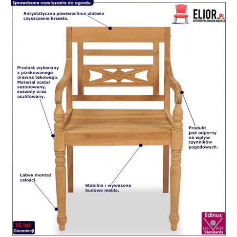 Zestaw drewnianych krzeseł ogrodowych Kselia infografika
