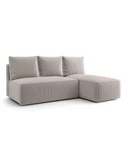 Jasnobeżowa rozkładana sofa narożna z funkcją spania - Merello 4X w sklepie Edinos.pl