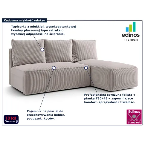 Jasnobeżowa sofa narożna Merello 4X