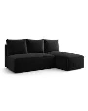 Czarna rozkładana sofa narożna z funkcją spania - Merello 4X w sklepie Edinos.pl