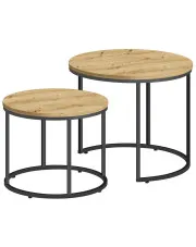 Zestaw stolików kawowych okrągłych 2w1 dąb artisan - Philos 3X w sklepie Edinos.pl