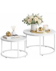 Komplet 2 stolików kawowych marmur + biały - Philos 5X w sklepie Edinos.pl