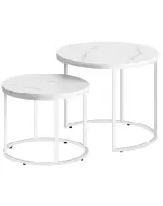Komplet 2 stolików kawowych marmur + biały - Philos 5X w sklepie Edinos.pl