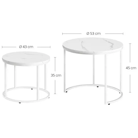 Wymiary stolików z zestawu stolików kawowych Philos 5X