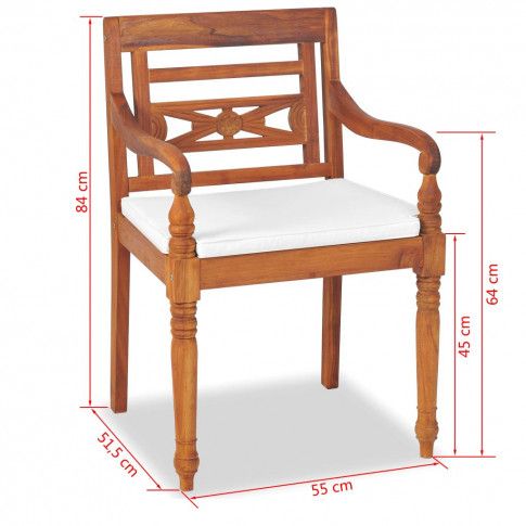 Wymiary zestawu drewnianych krzeseł ogrodowych Kselia 2X