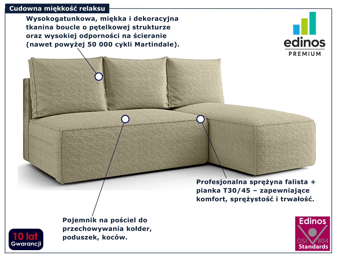 Ciemnobeżowa nowoczesna sofa rozkładana Merello 5X