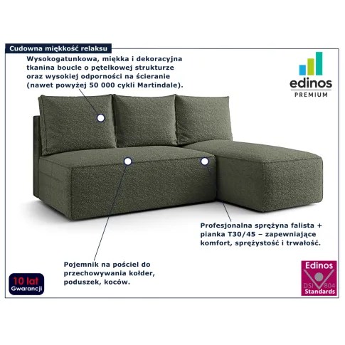 Zielona sofa narożna Merello 5X