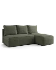 Zielona sofa narożna z funkcją spania i pojemnikiem - Merello 5X w sklepie Edinos.pl