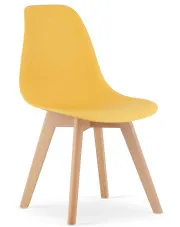 Musztardowe krzesło na drewnianych nogach - Pipi 4X w sklepie Edinos.pl