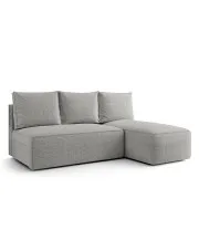 Jasnoszara sofa narożna z funkcją spania i pojemnikiem - Merello 5X w sklepie Edinos.pl