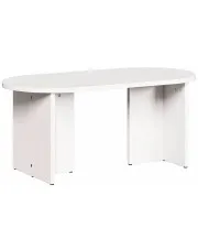 Biały sosnowy stolik kawowy owalny - Zovini w sklepie Edinos.pl