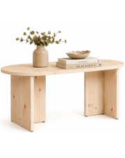 Naturalny drewniany stolik kawowy owalny - Zovini w sklepie Edinos.pl