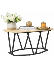 Owalny stolik kawowy w stylu loft dąb sonoma - Ebin w sklepie Edinos.pl