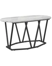 Szary owalny stolik kawowy metalowy - Ebin w sklepie Edinos.pl