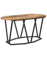 Metalowy owalny stolik kawowy stare drewno - Ebin w sklepie Edinos.pl