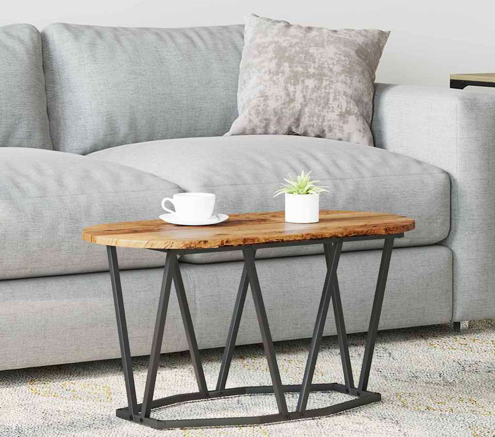 Salon z owalnym stolikiem kawowym Ebin stare drewno