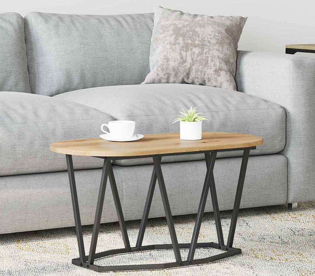 Salon z wykorzystaniem owalnego stolika kawowego Ebin dąb rzemieślniczy