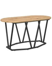 Nowoczesny stolik kawowy owalny metalowy dąb rzemieślniczy - Ebin w sklepie Edinos.pl