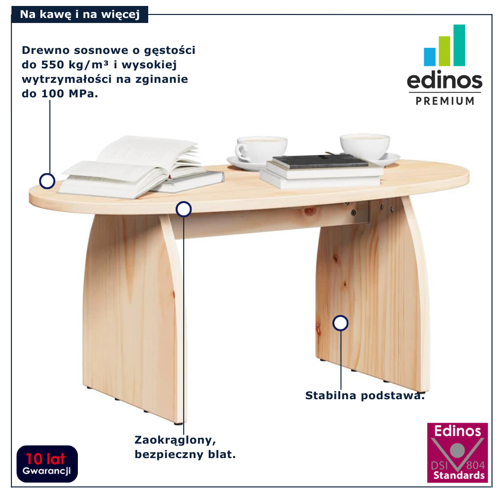 Naturalny owalny stolik kawowy Werini