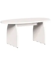 Biały owalny stolik kawowy z drewna - Werini w sklepie Edinos.pl