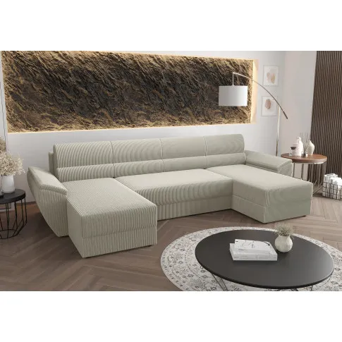 Wizualizacja wnętrza z beżowym narożnikiem Meltaro