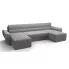 Szary rozkładany narożnik w kształcie U - Meltaro