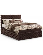 Brązowe łóżko tapicerowane z pojemnikiem 5 rozmiarów - Veltorio w sklepie Edinos.pl