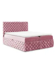 Różowe pikowane łóżko z pojemnikiem 5 rozmiarów - Veltorio w sklepie Edinos.pl