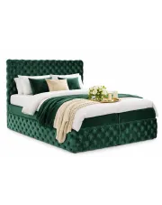 Zielone welurowe łóżko pikowane z pojemnikiem 5 rozmiarów - Veltorio w sklepie Edinos.pl