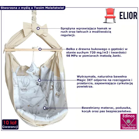 Zdjęcie hamak dla niemowlaka do domu i ogrodu Kortado 4X | Edinos.pl