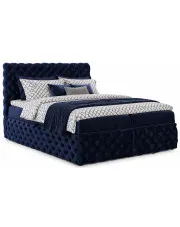 Granatowe łóżko kontynentalne z pojemnikiem 5 rozmiarów - Veltorio w sklepie Edinos.pl