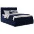 Granatowe łóżko kontynentalne z pojemnikiem 5 rozmiarów - Veltorio