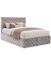 Jasnoszare łóżko pikowane z pojemnikiem 5 rozmiarów - Veltorio w sklepie Edinos.pl