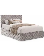 Jasnoszare łóżko pikowane z pojemnikiem 5 rozmiarów - Veltorio w sklepie Edinos.pl